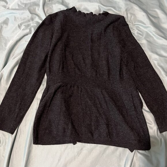 Women’s Large Elena Solano Sweater Ruffles 100% Merino Wool - Picture 5 of 6